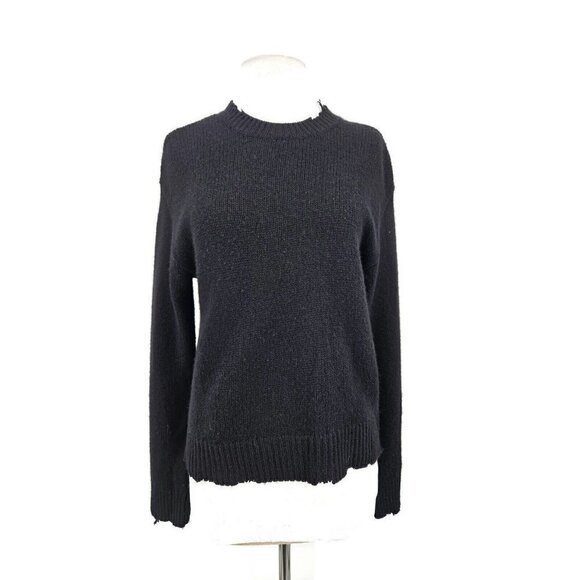New RtA Emma Pullover Black Cashmere Sweater Womens XS Distressed Edges - Picture 6 of 9